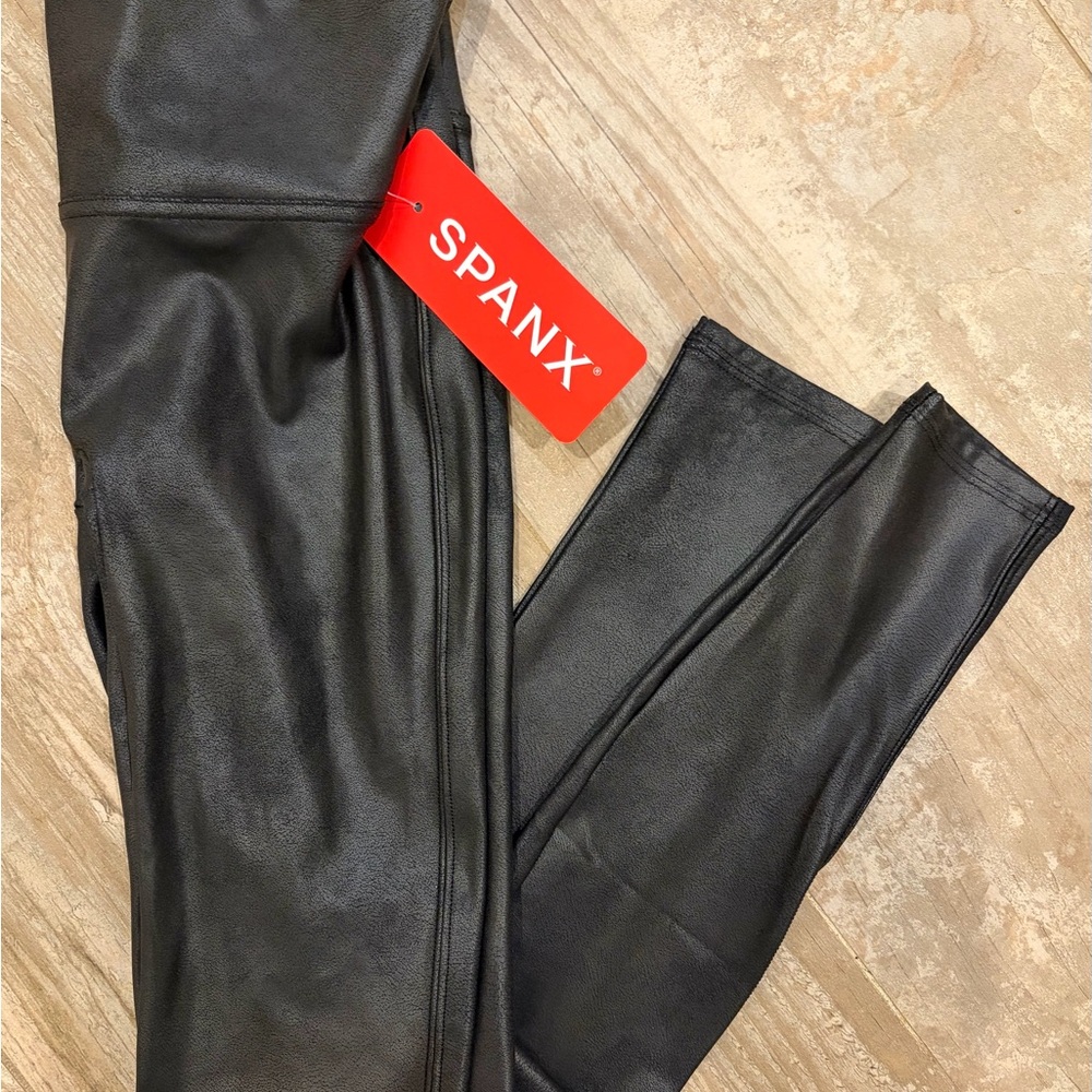 SPANX Sleek Black Leatherette Leggings